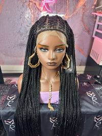 Lace frontal 6 x 13 designs French braids with singles one B 28 inch